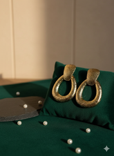 Golden Textured Oval Dangles